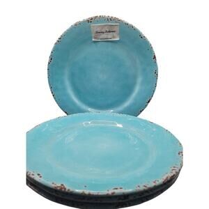 Tommy Bahama Dinner Plates Melamine Turquoise Set of 4 NEW